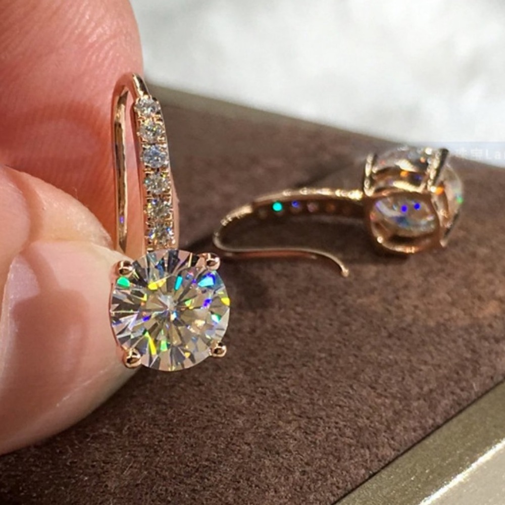 NEW 18K ROSE GOLD DIAMOND DROP EARRINGS
